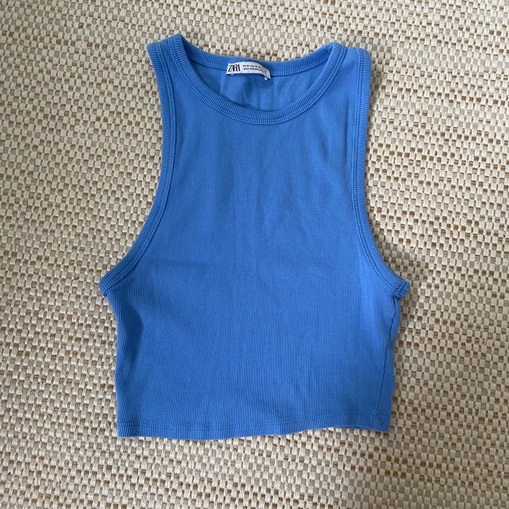ZARA HALTER NECK RIBBED TOP